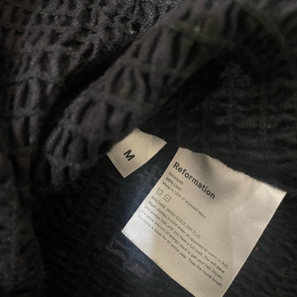 Reformation Hilary Black Smocked Mini Dress Size M - Picture 16 of 16